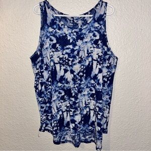 Livi Active Navy and White Tie-Dye Tank Top